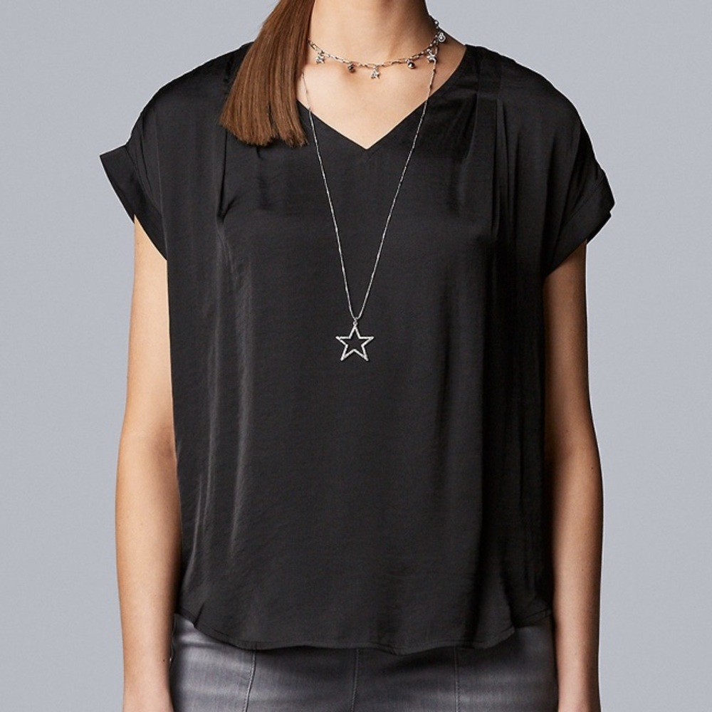 Black V-neck top
